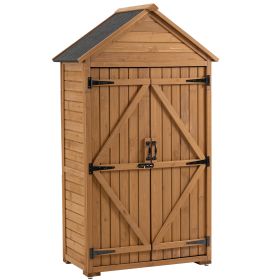 Outdoor Storage Cabinet, Garden Wood Tool Shed, Outside Wooden Shed Closet with Shelves and Latch for Yard 39.56"x 22.04"x 68.89"