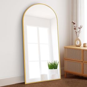 Arched Full Length Mirror with Stand, 71"x32" Aluminum Alloy Body Mirror, Shatter-Proof Glass Made, Free Standing, Leaning