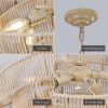 Bohemian style Woven Pendant Light 19.7 Inch Rattan Ligh Large Rattan Pendant Light with 4-Tier Rattan Chandelier--Wood