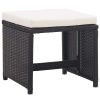 5 Piece Patio Dining Set with Cushions Poly Rattan Black