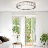 Crystal LED Ceiling Light, 19.7-Inch Flush Mount, 45W Dimmable Modern Fixture, Energy-Saving, Perfect for Living Room, Bedroom, Kitchen