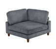 Contemporary Dark Gray 6pc Modular Sectional Set Corduroy Upholstery Couch 2x Corner wedge, 3x Armless Chairs 1x Ottoman Living Room