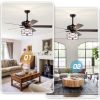 52 Inch Modern Ceiling Fan with Dual Finish Reversible Blades, Fandelier for Living Room, Dining Room, Bedroom, Family Room, Matte Black