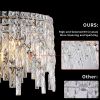 Luxurious Round Silver Crystal Chandelier, Contemporary Rectangular Pendant Light for Dining Room, Living Room, and Grand Foyers (Bulbs Not Included)