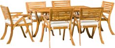 HERMOSA 7 PIECE WOOD DINING SET WITH CUSHIONS