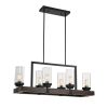 Matte Black / Wood Grain Metal Chandelier Fixture, 6 lights Ceiling Pendant light for Living Room, Bedroom, Dining Room, Adjustable Height , E26*6(No