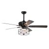 52 Inch Modern Ceiling Fan with Dual Finish Reversible Blades, Fandelier for Living Room, Dining Room, Bedroom, Family Room, Matte Black