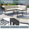 TOPMAX Modern Outdoor 3-Piece PE Rattan Sofa Set All Weather Patio Metal Sectional Furniture Set with Cushions and Glass Table for Backyard, Poolside,