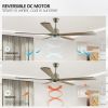 60" Modern Wood Ceiling Fan with Light and Remote Control,6-Speed Noiseless Reversible DC Motor, Ceiling Fan for Kitchen Dinning Living Room