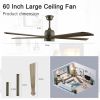 60" Modern Wood Ceiling Fan with Light and Remote Control,6-Speed Noiseless Reversible DC Motor, Ceiling Fan for Kitchen Dinning Living Room