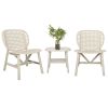 3 Pieces Hollow Design Retro Patio Table Chair Set All Weather Conversation Bistro Set Outdoor Table with Open Shelf and Lounge Chairs with Widened Se