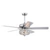 52'' Crystal Shade Ceiling Fan Lamp With Remote Control 3 Speed (High, Mid, Low) , 5 Reversible Blades for Living Room, Dining Room, Bedroom, Family R