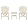 3 Pieces Hollow Design Retro Patio Table Chair Set All Weather Conversation Bistro Set Outdoor Table with Open Shelf and Lounge Chairs with Widened Se