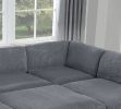 Contemporary Dark Gray 6pc Modular Sectional Set Corduroy Upholstery Couch 2x Corner wedge, 3x Armless Chairs 1x Ottoman Living Room