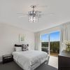 52" Elegant Ceiling Fan Light with Remote, Crystal Chandelier Fan 5 Chrome Reversible Wood Blades for Dinning Room Bedroom Living Room