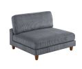 Contemporary Dark Gray 6pc Modular Sectional Set Corduroy Upholstery Couch 2x Corner wedge, 3x Armless Chairs 1x Ottoman Living Room