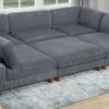 Contemporary Dark Gray 6pc Modular Sectional Set Corduroy Upholstery Couch 2x Corner wedge, 3x Armless Chairs 1x Ottoman Living Room