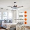 Contemporary LED Retractable Ceiling Fan with Light and Remote Control, Quiet Reversible Motor,4 Blades Modern Ceiling Fans for Kitchen Bedroom Dining