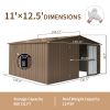 Backyard Storage Shed 11' x 12.5' with Galvanized Steel Frame & Windows, Outdoor Garden Shed Metal Utility Tool Storage Room with Lockable Door for Pa