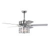 52" Elegant Ceiling Fan Light with Remote, Crystal Chandelier Fan 5 Chrome Reversible Wood Blades for Dinning Room Bedroom Living Room