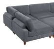 Contemporary Dark Gray 6pc Modular Sectional Set Corduroy Upholstery Couch 2x Corner wedge, 3x Armless Chairs 1x Ottoman Living Room