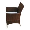 9 Piece Patio Dining Set with Cushions Poly Rattan Brown