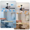 52 Inch Modern Ceiling Fan with Dual Finish Reversible Blades, Fandelier for Living Room, Dining Room, Bedroom, Family Room, Matte Black