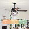 52 Inch Modern Ceiling Fan with Dual Finish Reversible Blades, Fandelier for Living Room, Dining Room, Bedroom, Family Room, Matte Black