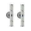 Resin Imitation Marble and Chrome Wall Sconce, Set of 2,Modern Vertical Light Fixture for Bathrooms, Hallways, and Bedrooms (Only Indoor)