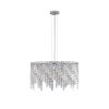 Luxurious Round Silver Crystal Chandelier, Contemporary Rectangular Pendant Light for Dining Room, Living Room, and Grand Foyers (Bulbs Not Included)