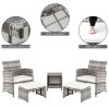 5pcs 2 Chairs 2 Footstools 1 Coffee Table Combination Sofa Gray Gradient