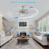 52" Elegant Ceiling Fan Light with Remote, Crystal Chandelier Fan 5 Chrome Reversible Wood Blades for Dinning Room Bedroom Living Room