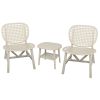 3 Pieces Hollow Design Retro Patio Table Chair Set All Weather Conversation Bistro Set Outdoor Table with Open Shelf and Lounge Chairs with Widened Se