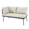 TOPMAX Modern Outdoor 3-Piece PE Rattan Sofa Set All Weather Patio Metal Sectional Furniture Set with Cushions and Glass Table for Backyard, Poolside,