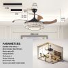 Contemporary LED Retractable Ceiling Fan with Light and Remote Control, Quiet Reversible Motor,4 Blades Modern Ceiling Fans for Kitchen Bedroom Dining