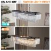 Chandeliers,Rectangular Crystal Chandelier Adjustable,E12 Modern Industrial Crystal Lights,Farmhouse Iron Ceiling Hanging Light for Kitchen Living Roo