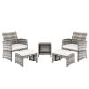 5pcs 2 Chairs 2 Footstools 1 Coffee Table Combination Sofa Gray Gradient