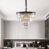 Contemporary Crystal Modern Chandeliers Crystal Ceiling Chandelier 4 Tier Black Chandelier Lighting for Dining Room Living Room Bedroom (Bulbs Not inc