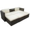 Patio Furniture Sets, 5-Piece Patio Wicker Sofa with Adustable Backrest, Cushions, Ottomans and Lift Top Coffee Table