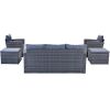 6-piece All-Weather Wicker PE rattan Patio Outdoor Dining Conversation Sectional Set with coffee table, wicker sofas, ottomans, removable cushions (Bl